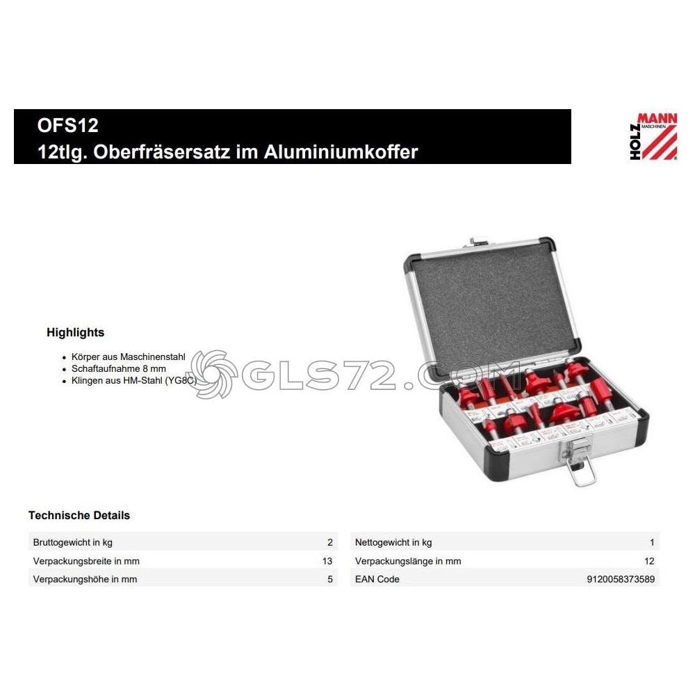 Kit Set Frese Fresatura Per Fresatrici Legno Gambo 8 Mm Holzmann Ofs12 - Foto 2