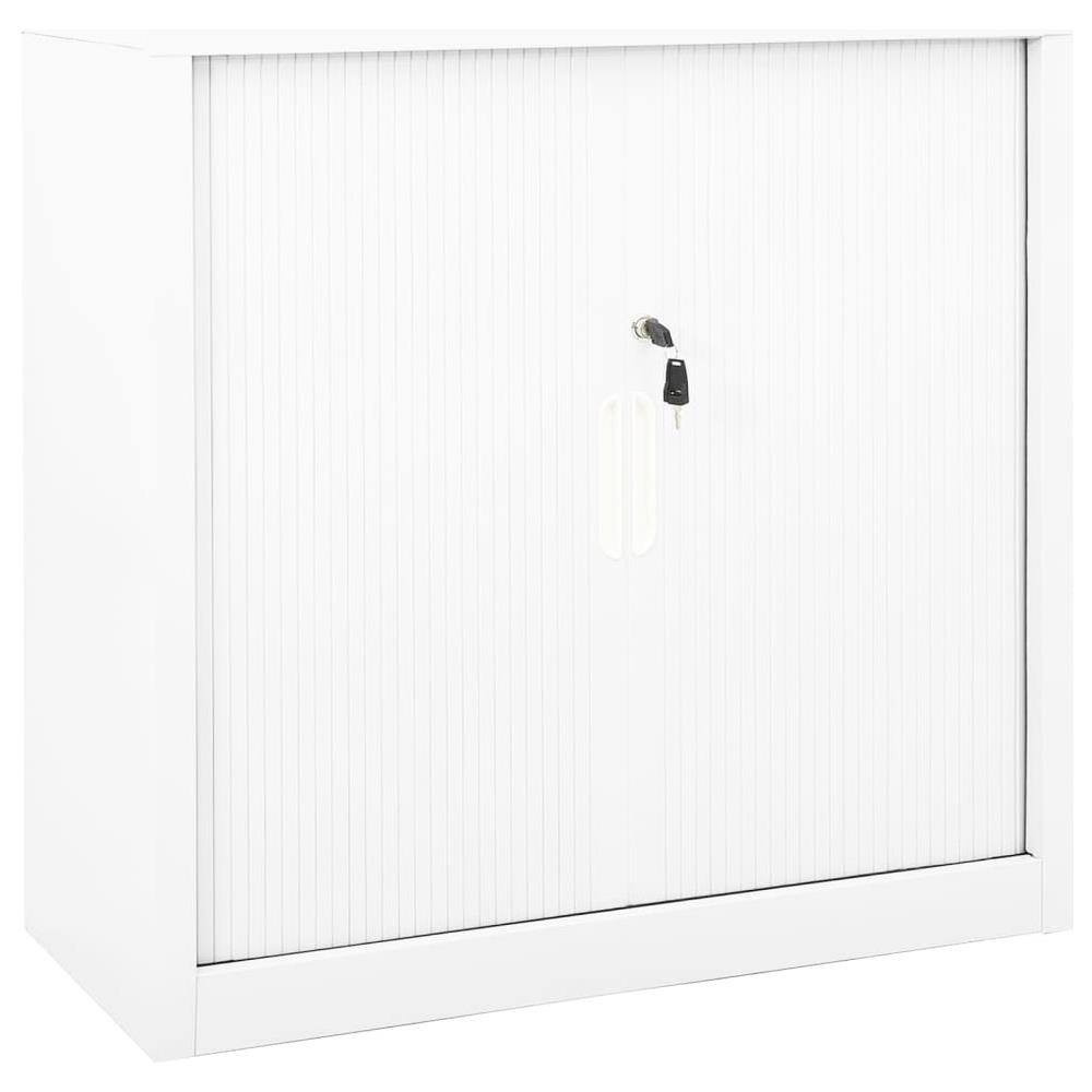 Armadio Con Ante Scorrevoli Bianco 90x40x90 Cm In Acciaio - Foto 1