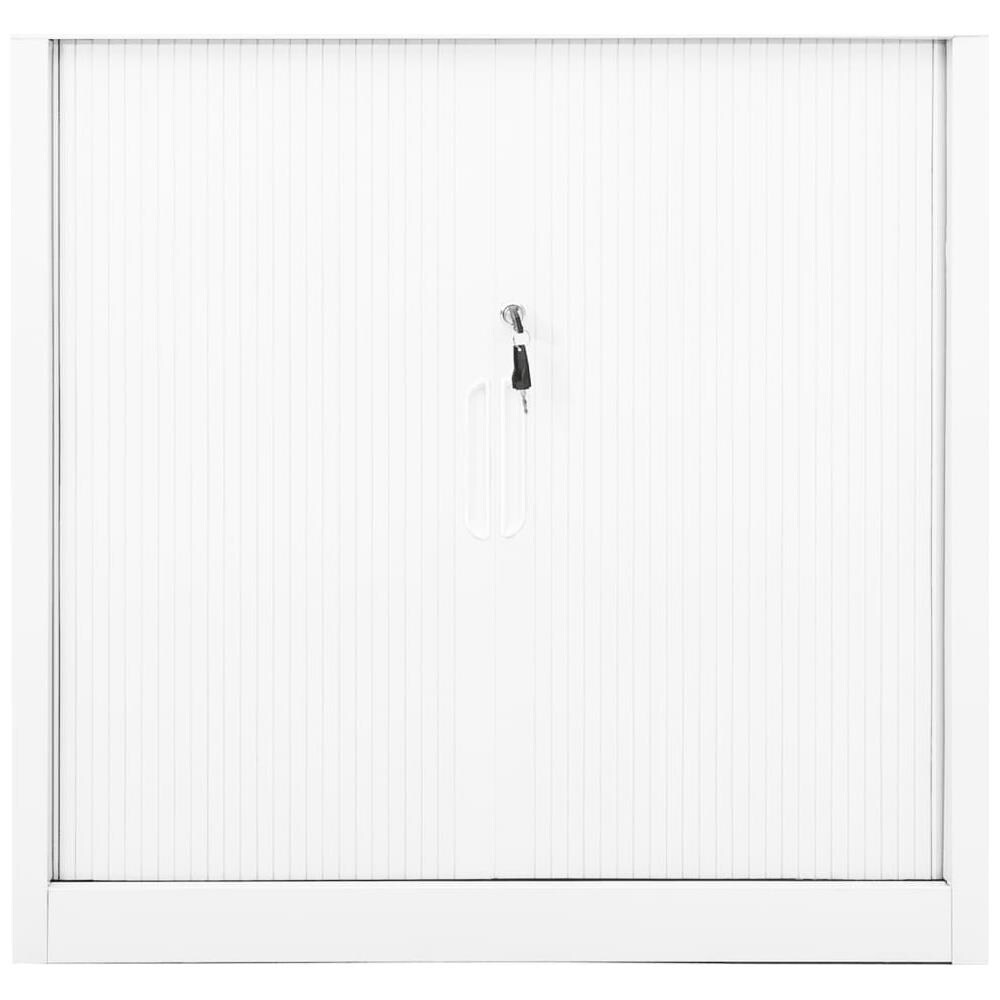 Armadio Con Ante Scorrevoli Bianco 90x40x90 Cm In Acciaio - Foto 2