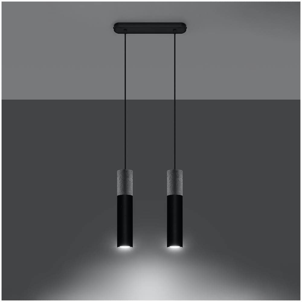 Lampada A Sospensione In Cemento Borgio 2 Sollux Nero 900x300x60 Mm Cemento - Foto 12