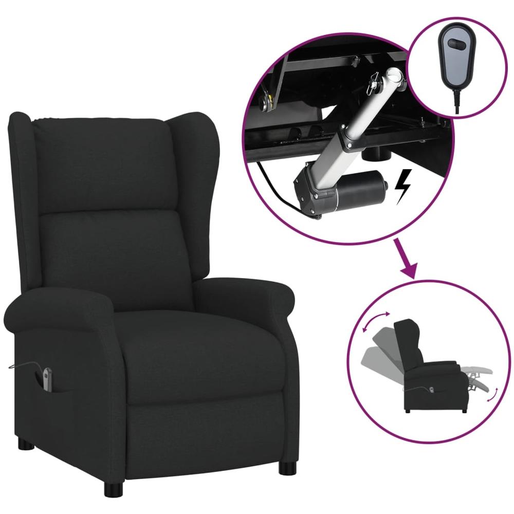 Poltrona Massaggiante Reclinabile Nera In Tessuto - Foto 1