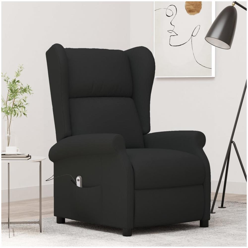 Poltrona Massaggiante Reclinabile Nera In Tessuto - Foto 8