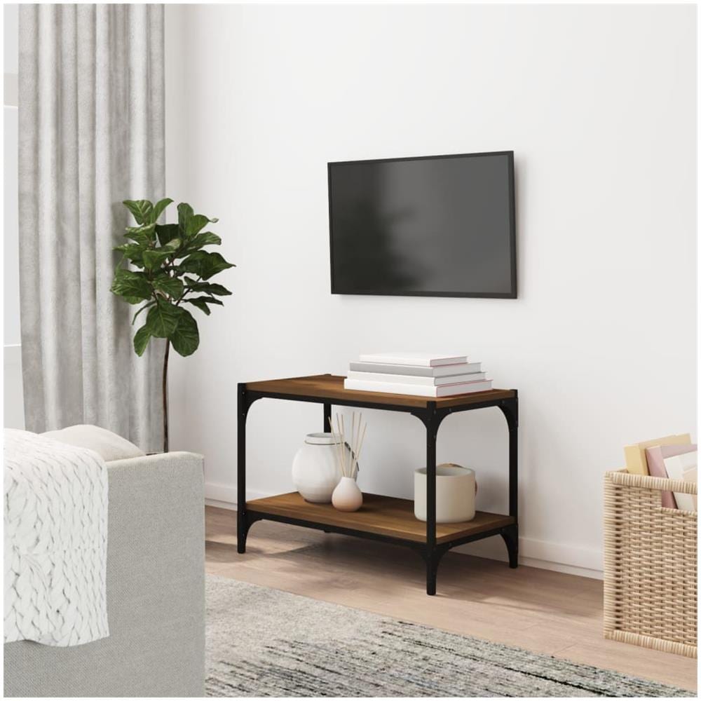 Mobile Tv Rovere Marrone 60x33x41cm Legno Multistrato E Acciaio - Foto 1