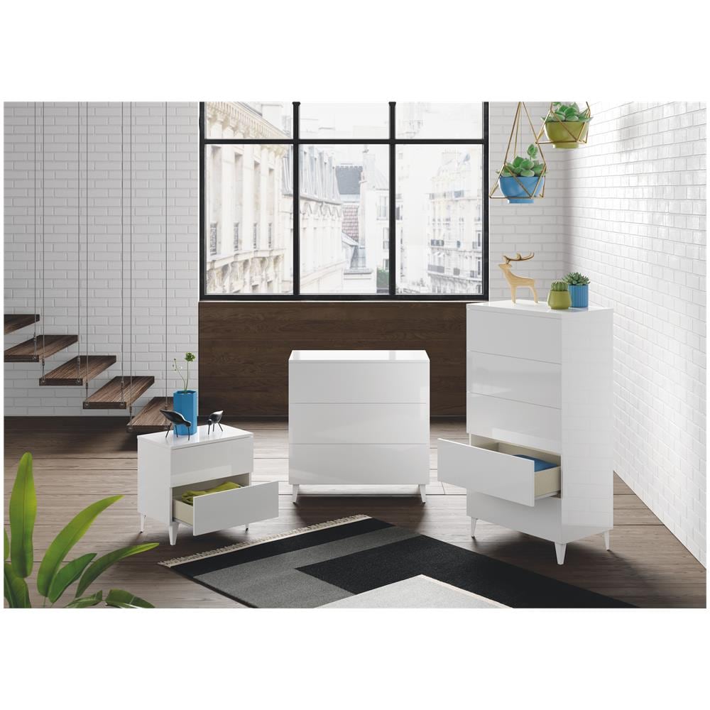 Cassettiera Vera 3 Cassetti Colore Bianco Lucido, 80 Cm (larghezza) 40 Cm (profondità) 80 Cm (altezza) - Foto 2