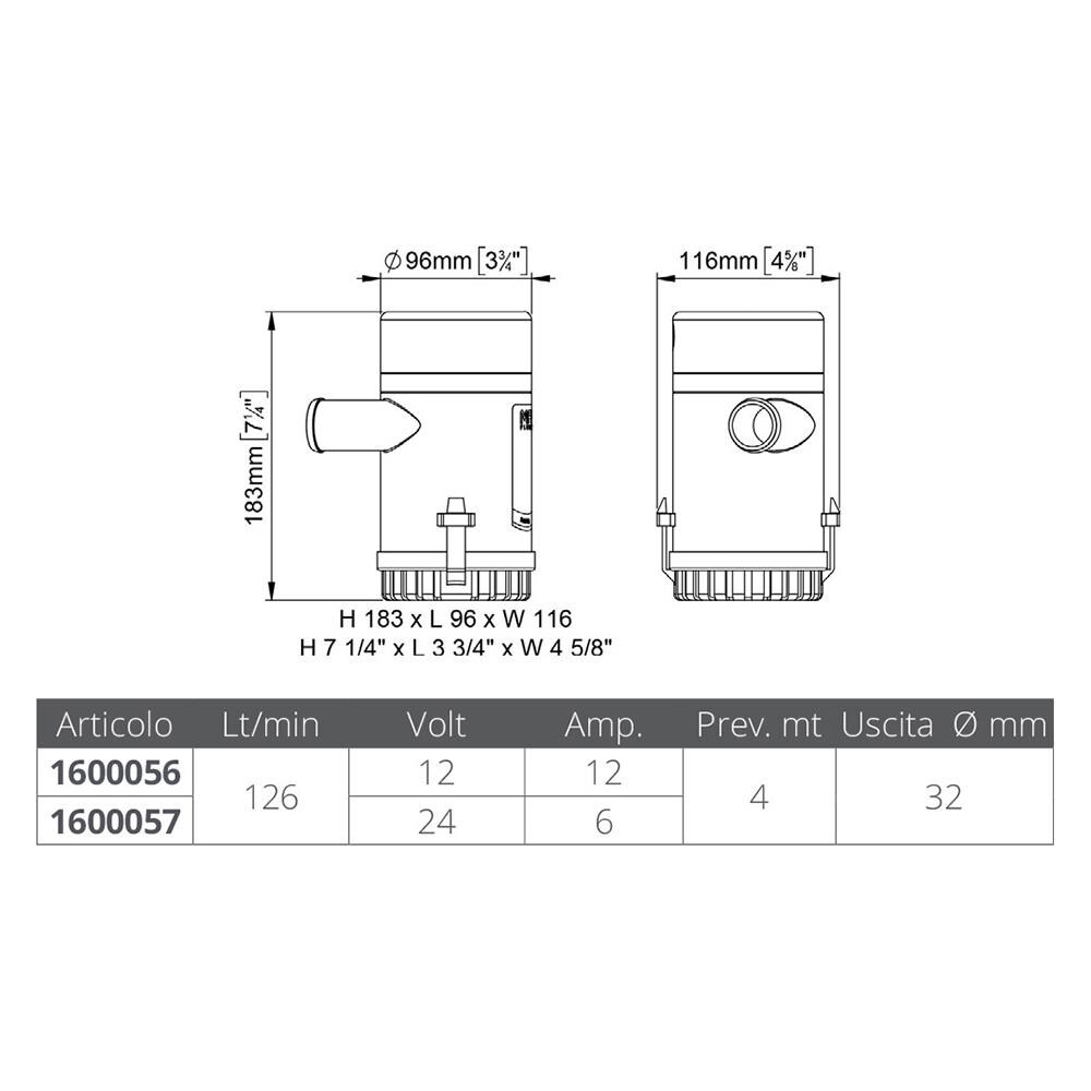 Pompa Ad Immersione Per Svuotamento Sentina. Involucro In Robusto Abs Antiurto, Resistente Alla Corrosione Ed Alla Elettrolisi. - Foto 2