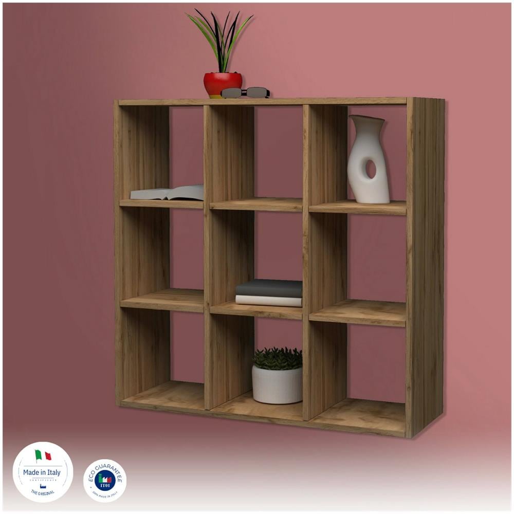 Libreria Rodrigo, Mobile Con Ripiani, Biblioteca Da Ufficio, 100% Made In Italy, Rovere, Cm 90x25h90 - Foto 4