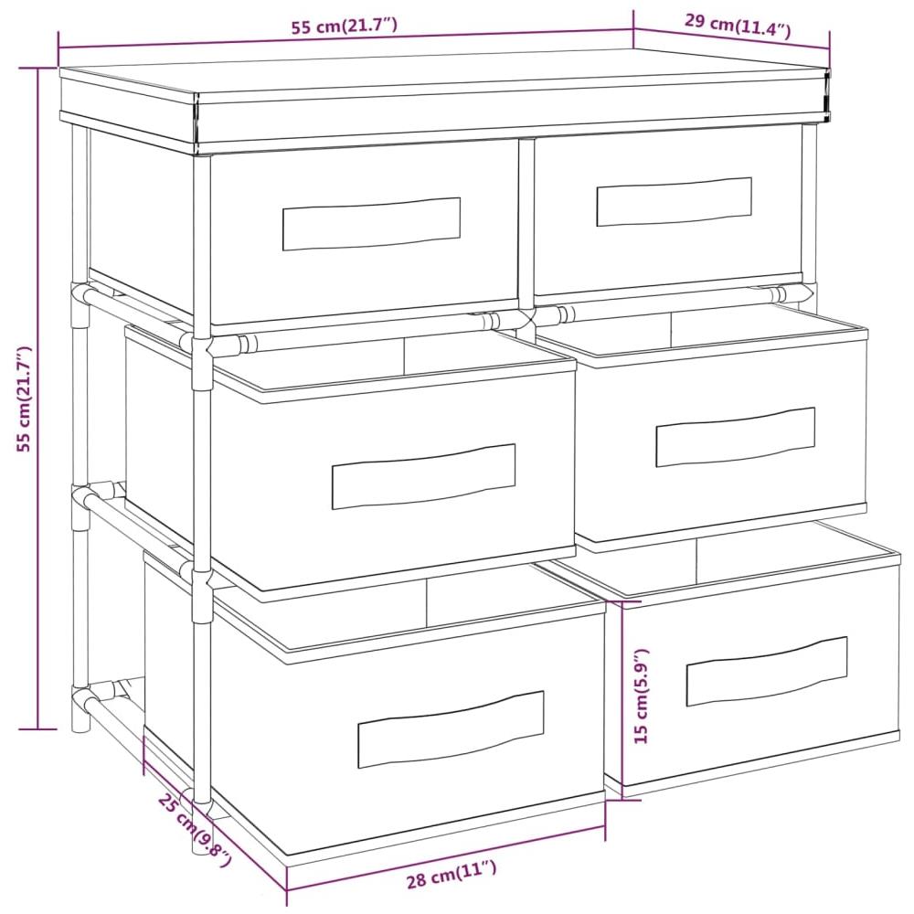 Armadietto con 6 Cassetti 55x29x55 cm Crema in Acciaio - Foto 7