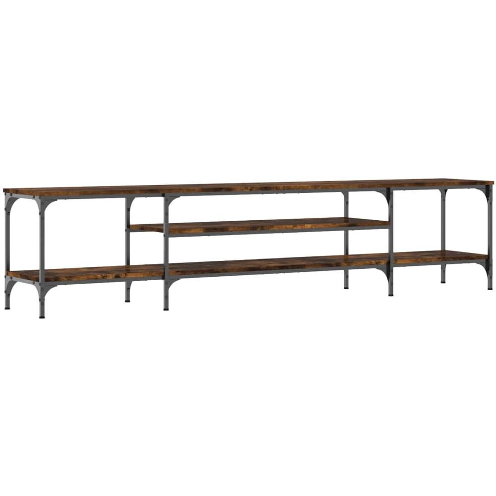 Mobile Tv Rovere Fumo 201x35x45 Cm In Legno Multistrato E Ferro - Foto 2