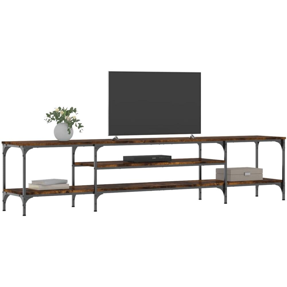 Mobile Tv Rovere Fumo 201x35x45 Cm In Legno Multistrato E Ferro - Foto 3