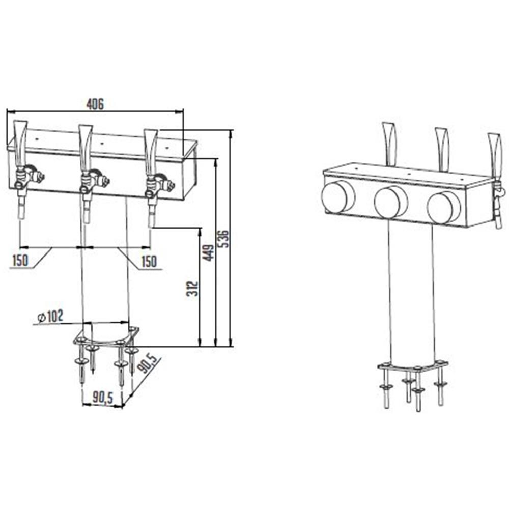 Colonna Birra Modello T Grand, 3 Linee - Foto 2