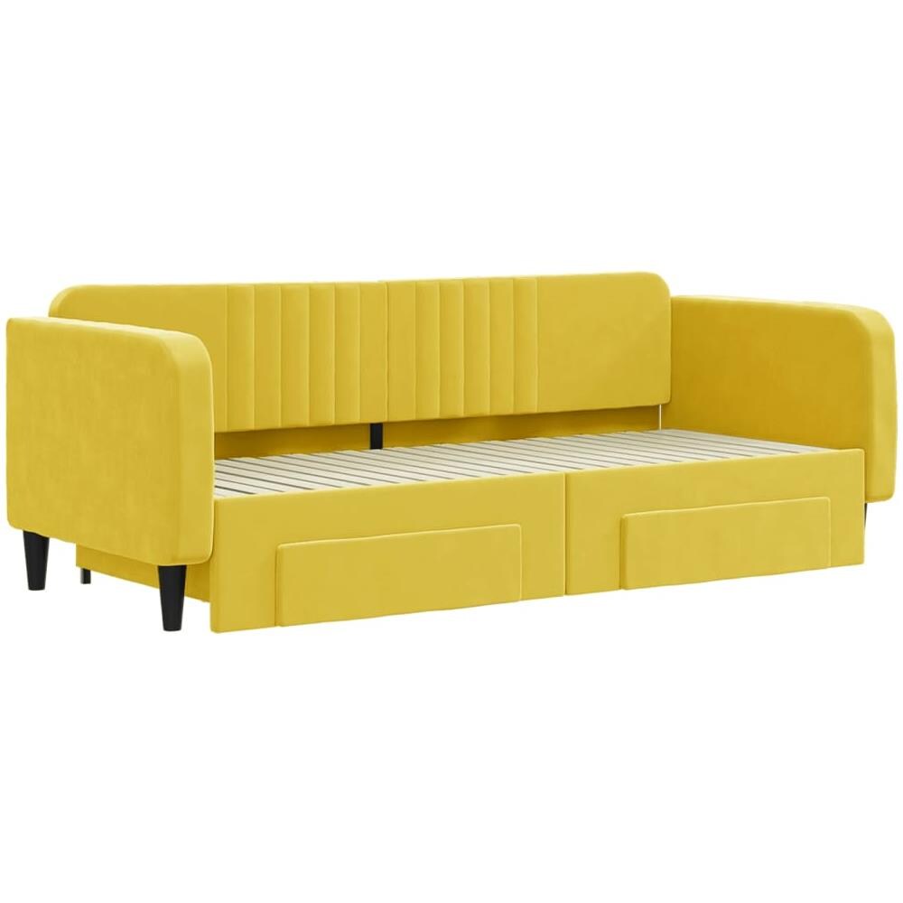 Divano Letto Estraibile Con Cassetti Giallo 90x200cm In Velluto - Foto 2