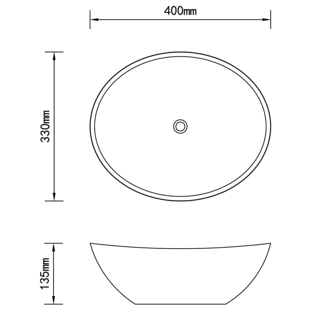 Lavello Nero In Ceramica Di Lusso A Forma Ovale 40 X 33 Cm - Foto 6