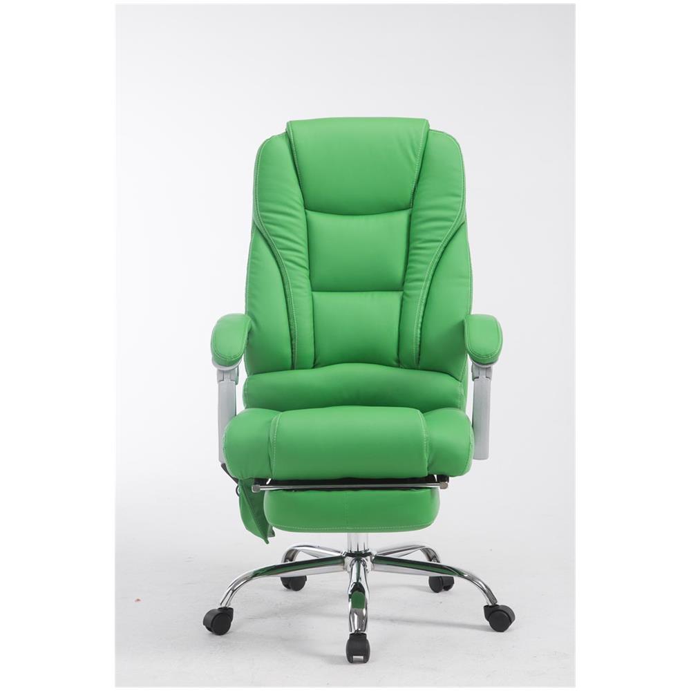 Sedia da ufficio massaggiante PACIFIC, poltrona relax con poggiapiedi estraibile, altezza regolabile, in similpelle, ergonomica, girevole, con ruote, capacità di carico massimo 150 kg verde - Foto 2