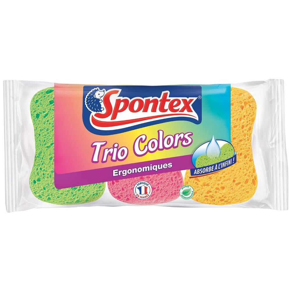 Eponges Trio Colors Ergonomiques Par 3 (lot De 6 Soit 18 Éponges) - Foto 1