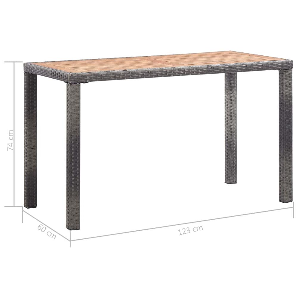 Tavolo Giardino Antracite E Marrone 123x60x74cm Acacia Massello - Foto 6