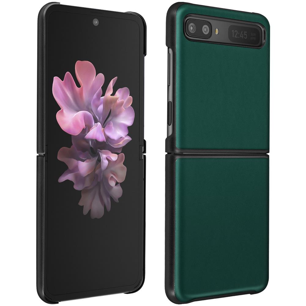 Cover Samsung Galaxy Z Flip Rigida In Vera Pelle Due Parti Verde Scuro - Foto 1