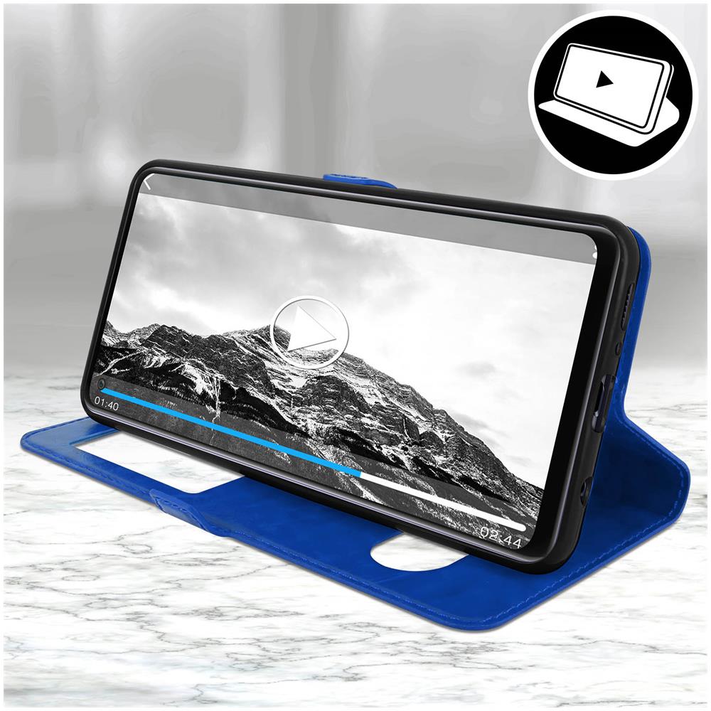 Custodia Samsung Galaxy A21s Doppia Finestra Cover Silicone Blu - Foto 2