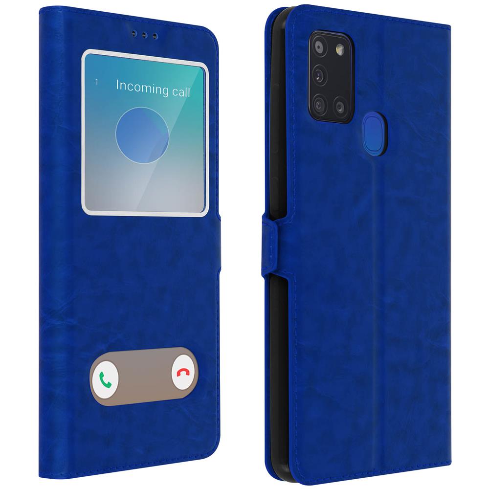 Custodia Samsung Galaxy A21s Doppia Finestra Cover Silicone Blu - Foto 1
