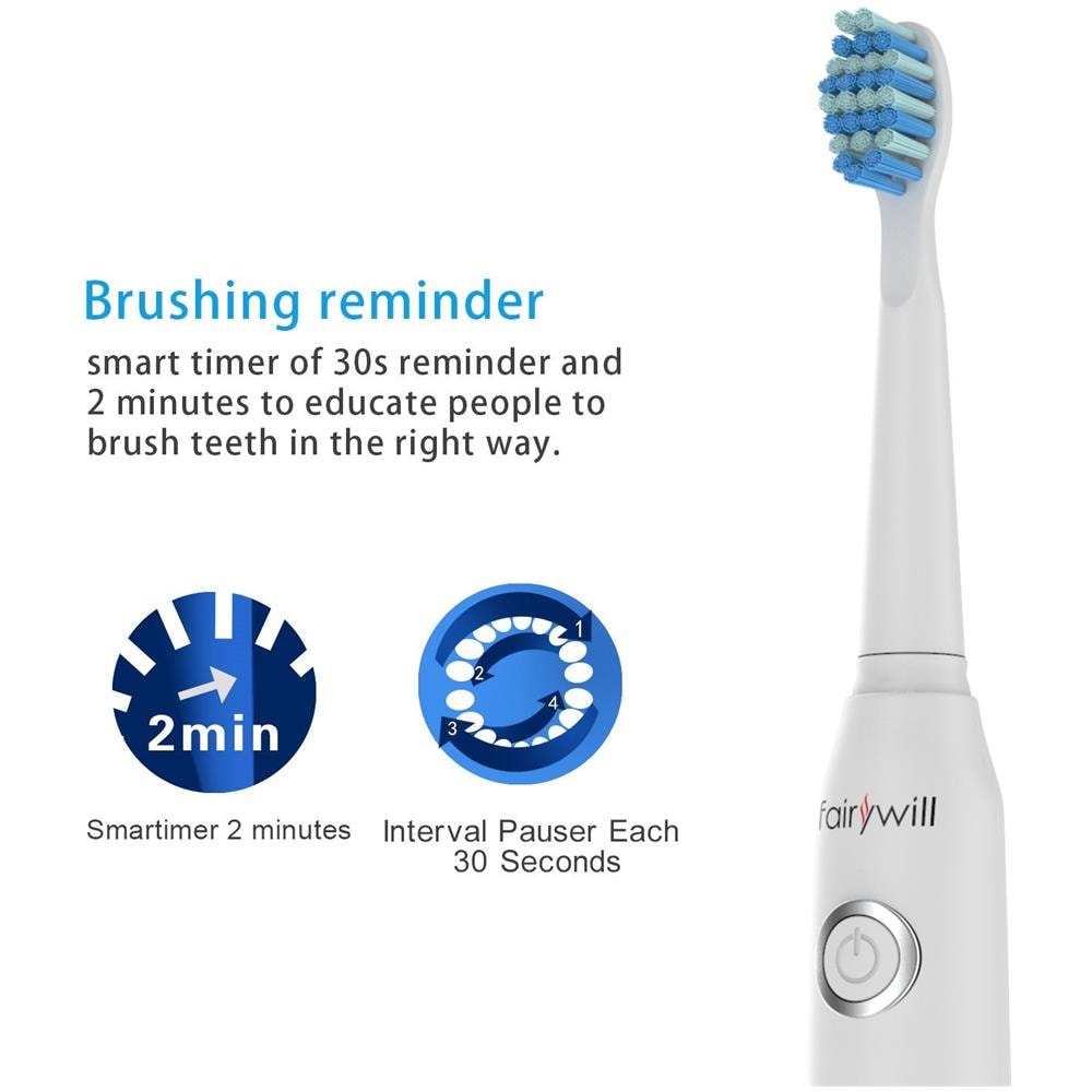 Spazzolino Elettrico Ricaricabile 4 Ore Calcolo Minimo 30 Giorni Usare Dentisti Raccomandano Spazzolino Da Denti Con 5 Opzionale Modi Impermeabili Completamente Lavabile 3 Teste Pennello Bianco Di Fairywill - Foto 4
