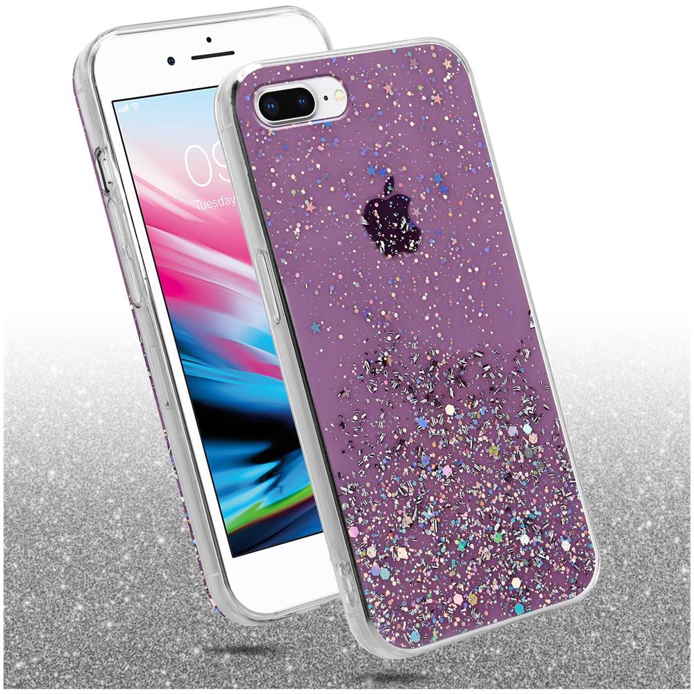 Cadorabo Custodia Compatibile Con Apple Iphone 7 Plus / 7s Plus / 8 Plus In Viola Con Glitter - Coperchio Protettivo In Silicone Tpu Flessibile Con Glitter Scintillanti - Foto 2