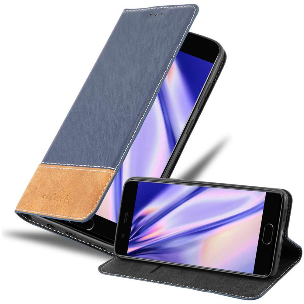 Custodia Compatibile Con Huawei P10 In Blu Scuro Marrone - Coperchio Protettiva Con Chiusura Magnetica, Funzione Stand E Tasca Per Le Carte - Foto 1