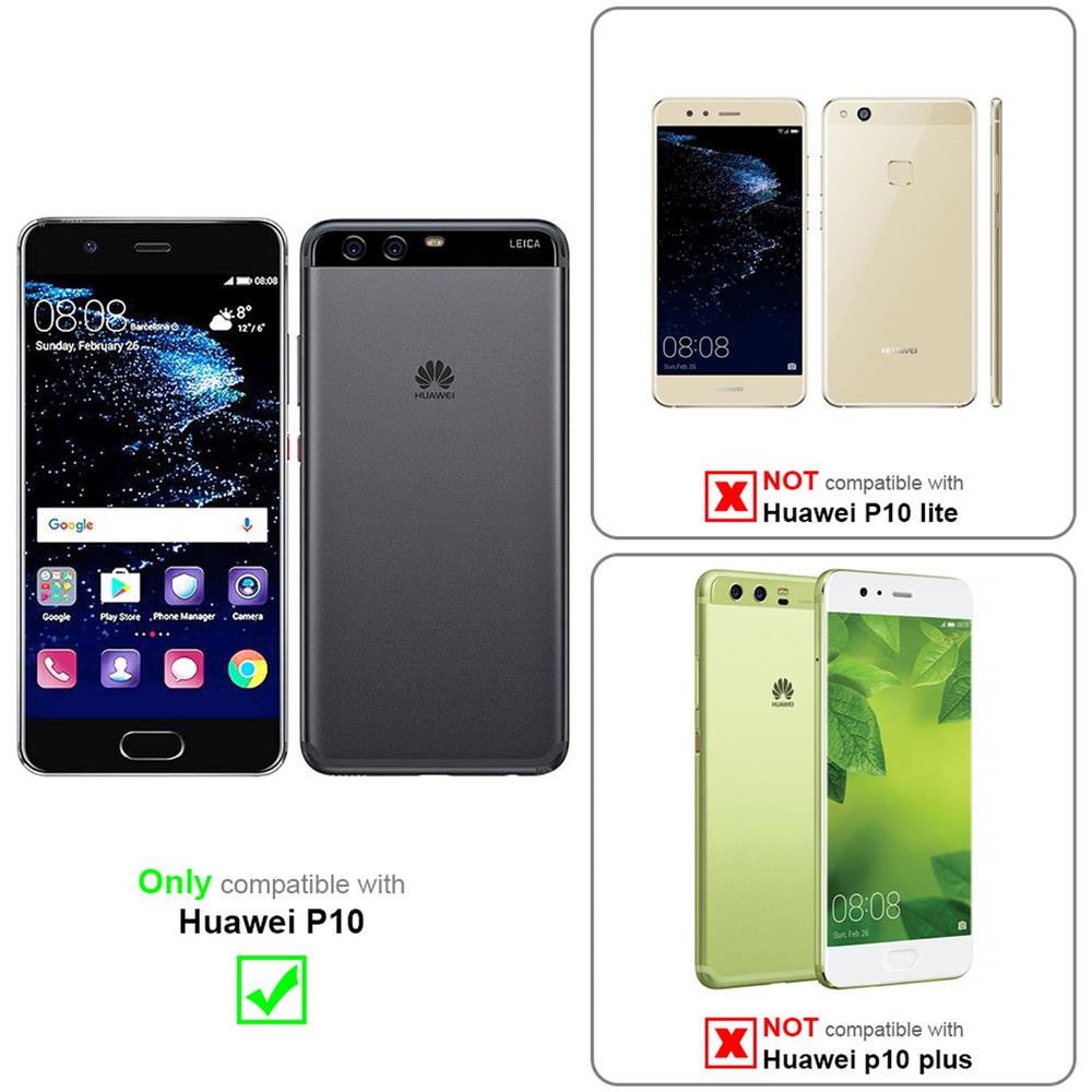 Custodia Compatibile Con Huawei P10 In Blu Scuro Marrone - Coperchio Protettiva Con Chiusura Magnetica, Funzione Stand E Tasca Per Le Carte - Foto 2