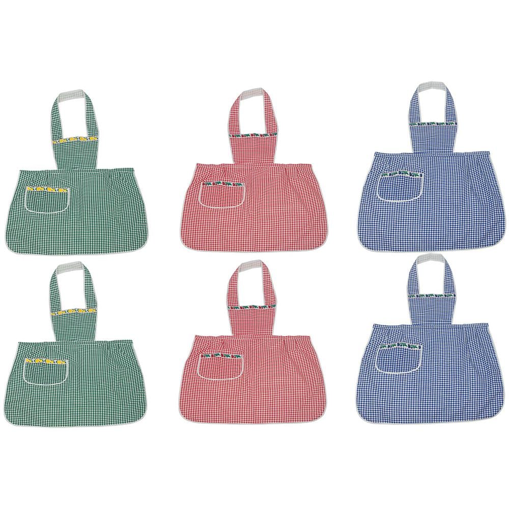 Pack 6 Pezzi Grembiule Alto Pettorina Cucina Chef Casa Barbecue Quadretti Con Tasche Modello Alberica   - Foto 1