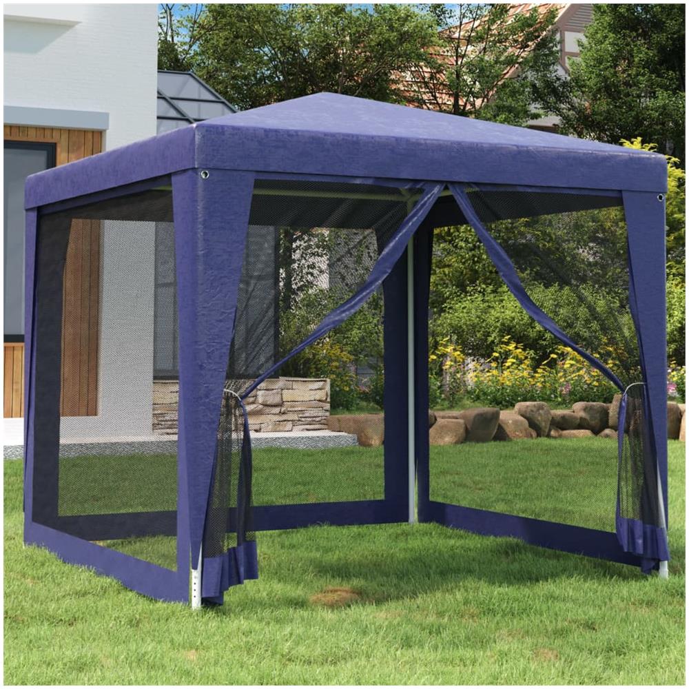 Tenda Per Feste Con 4 Pareti Laterali In Rete Blu 2,5x2,5m Hdpe - Foto 1