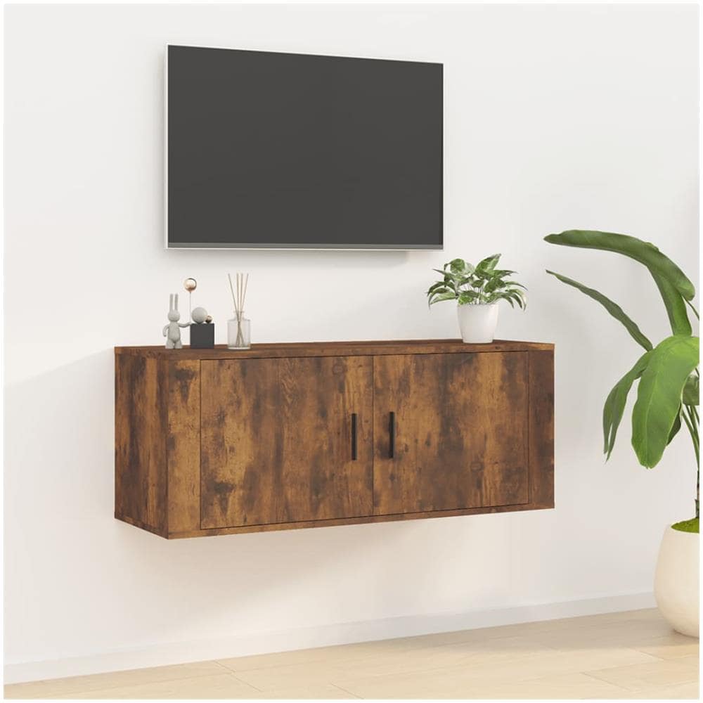 Mobile Porta Tv A Parete Rovere Fumo 100x34,5x40 Cm - Foto 1