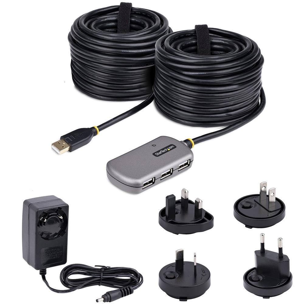 Cavo di Prolunga USB 2.0 da 24m con Hub di Estensione a 4 Porte USB-A, Cavo ripetitore USB attivo, Cavo Prolunga alimentato, alimentatore opzionale da 10 W incluso, protezione ESD - Foto 5
