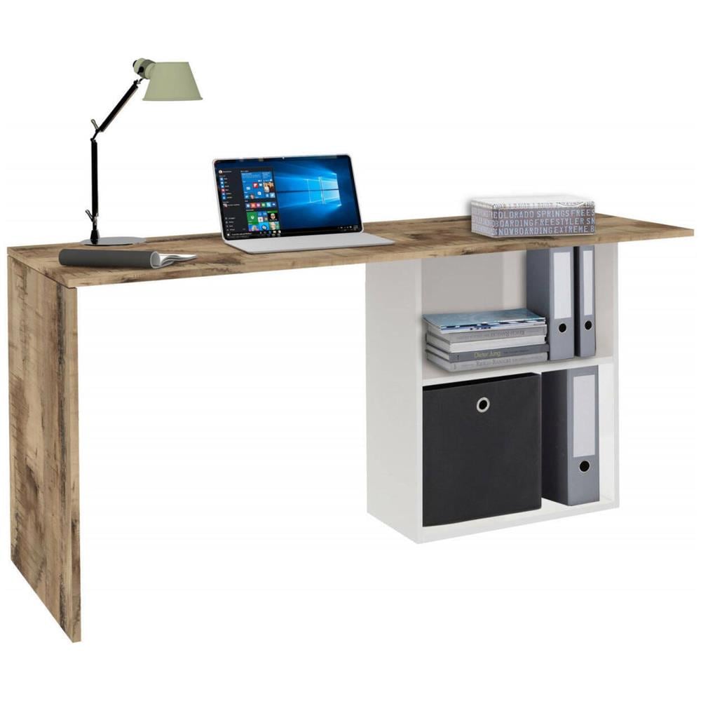 Scrivania Raimondo, Scrittoio Lineare Porta Pc, Tavolo Multiuso Per Ufficio, Scrivania Salvaspazio, 100% Made In Italy, Cm 110x50h75, Bianco Lucido E Acero - Foto 1