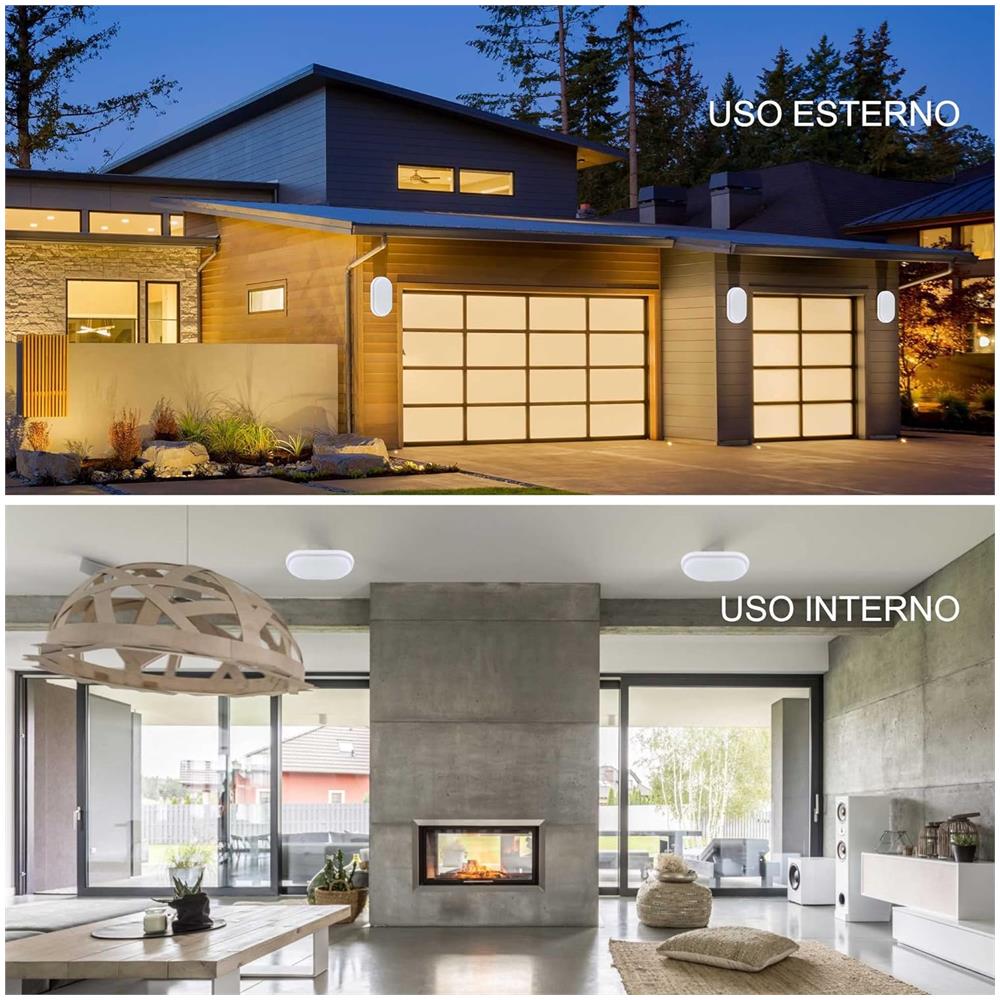 Plafoniera Led 10w Con Sensore Di Movimento Pir - Ip54 Resistente All'acqua - Luce Bianca Naturale 4500k - 900 Lumen - Plafoniera Ovale Impermeabile Da Parete Per Esterno O Interno - Foto 2