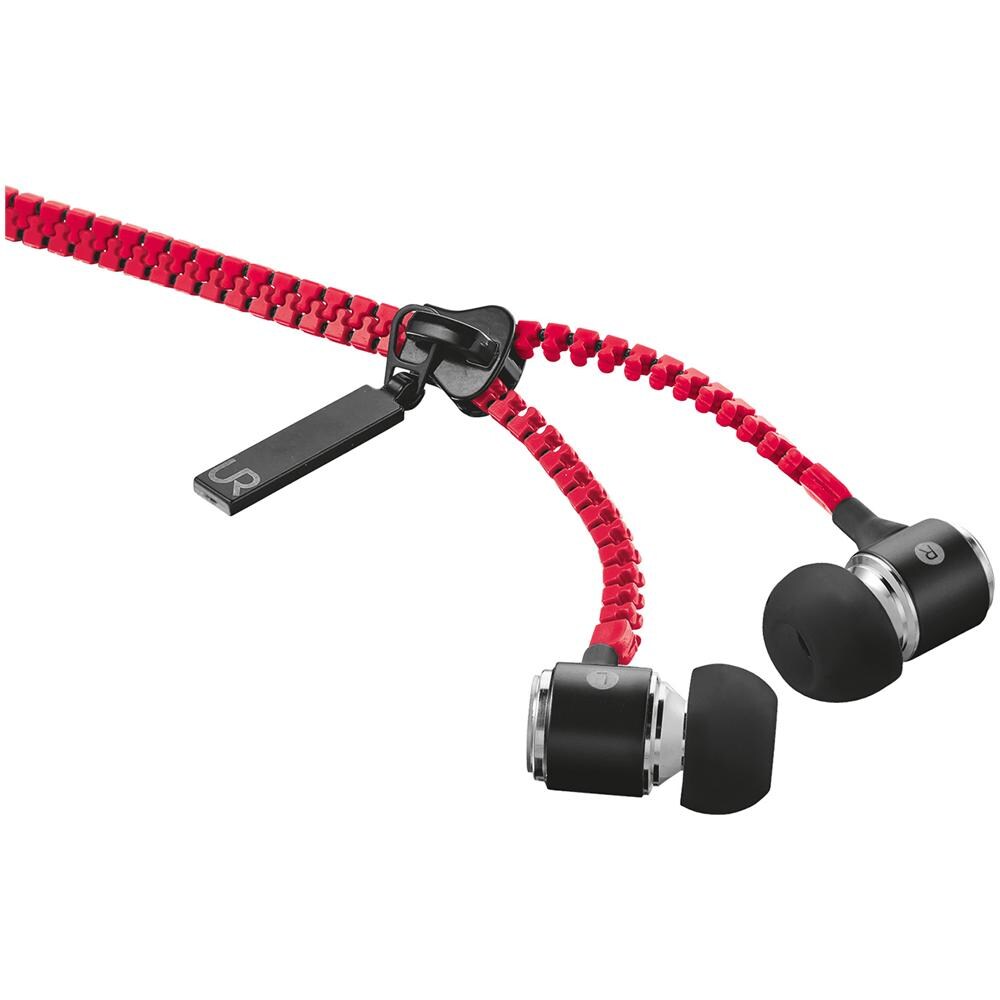 Auricolari Zipper con Cavo + Microfono per Smartphone - Rosso - Foto 2