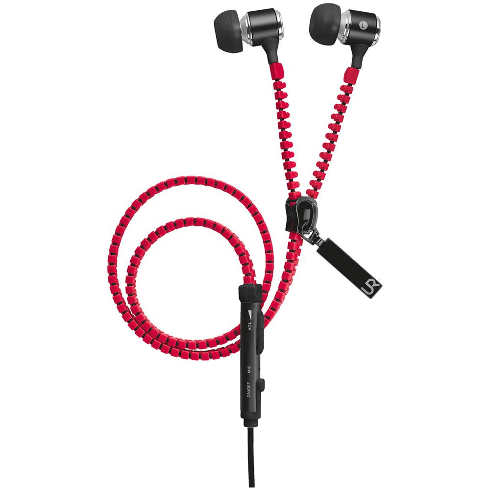 Auricolari Zipper con Cavo + Microfono per Smartphone - Rosso - Foto 5