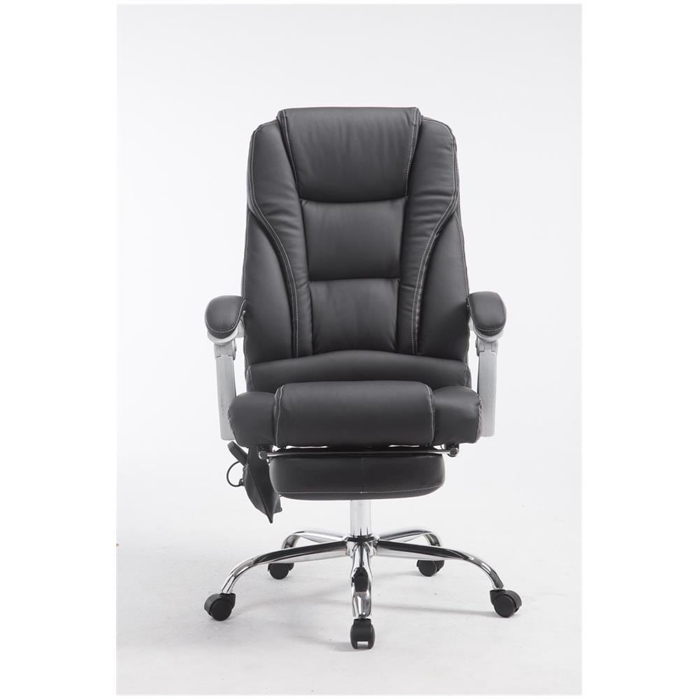 Sedia da ufficio massaggiante PACIFIC, poltrona relax con poggiapiedi estraibile, altezza regolabile, in similpelle, ergonomica, girevole, con ruote, capacità di carico massimo 150 kg nero - Foto 2