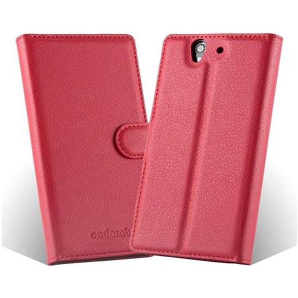 Cadorabo Custodia Compatibile Con Sony Xperia Z In Rosso Carminio - Coperchio Protettiva Con Chiusura Magnetica, Funzione Stand E Tasca Per Le Carte - Foto 6