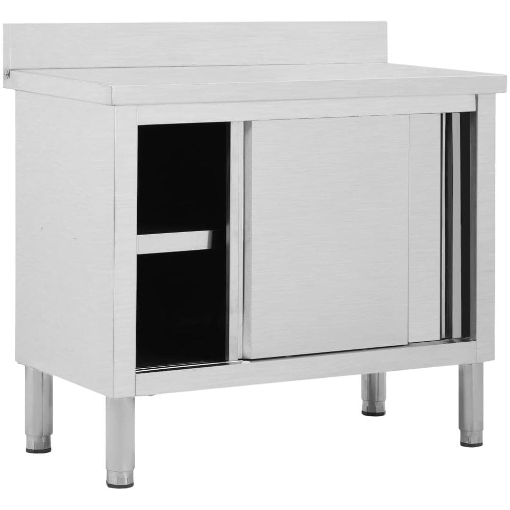 Banco da Lavoro con Ante Scorrevoli 100x50x (95-97) cm in Acciaio - Foto 3