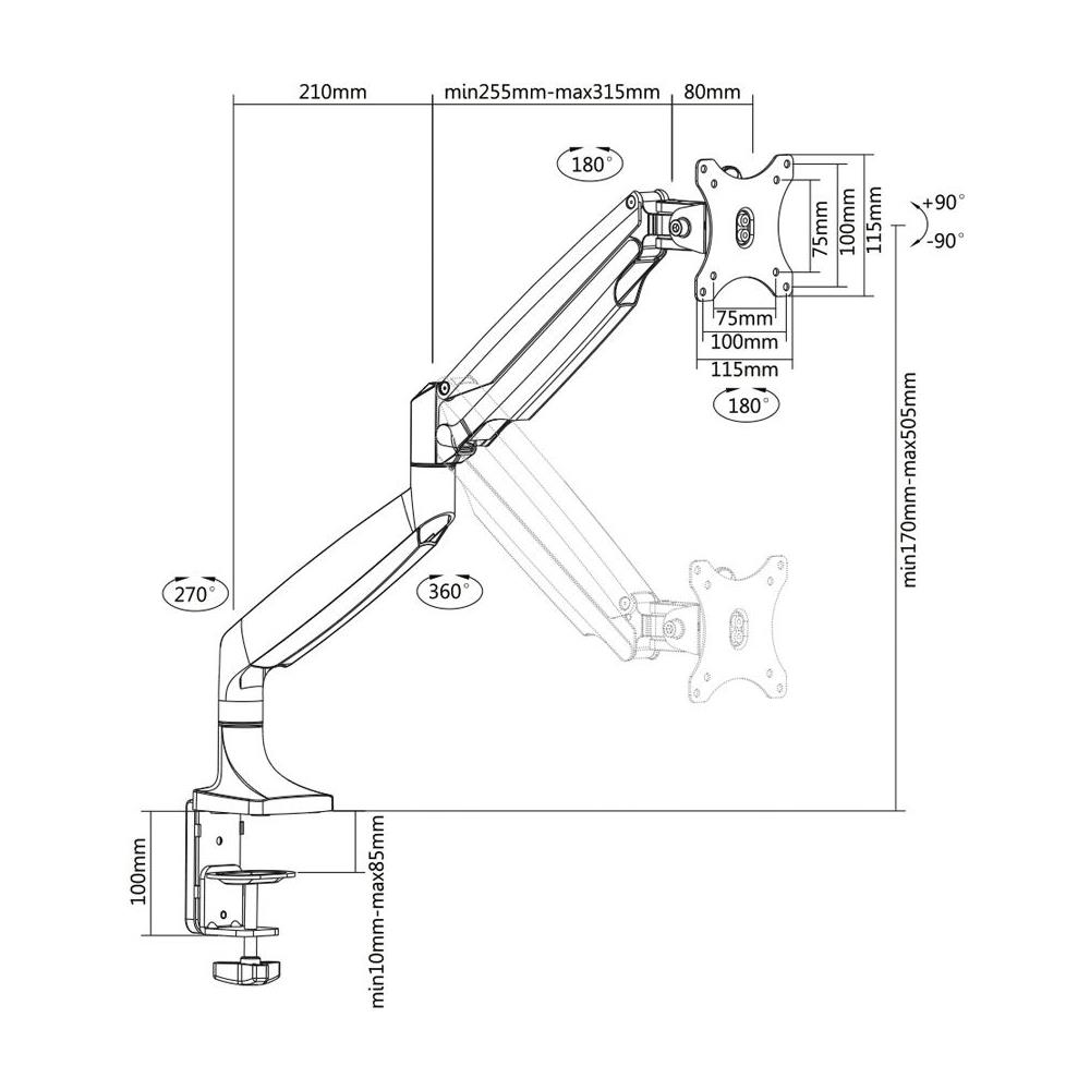Supporto da Tavolo per Computer monitor Portata max 9 kg Colore Nero e Argento - Foto 1