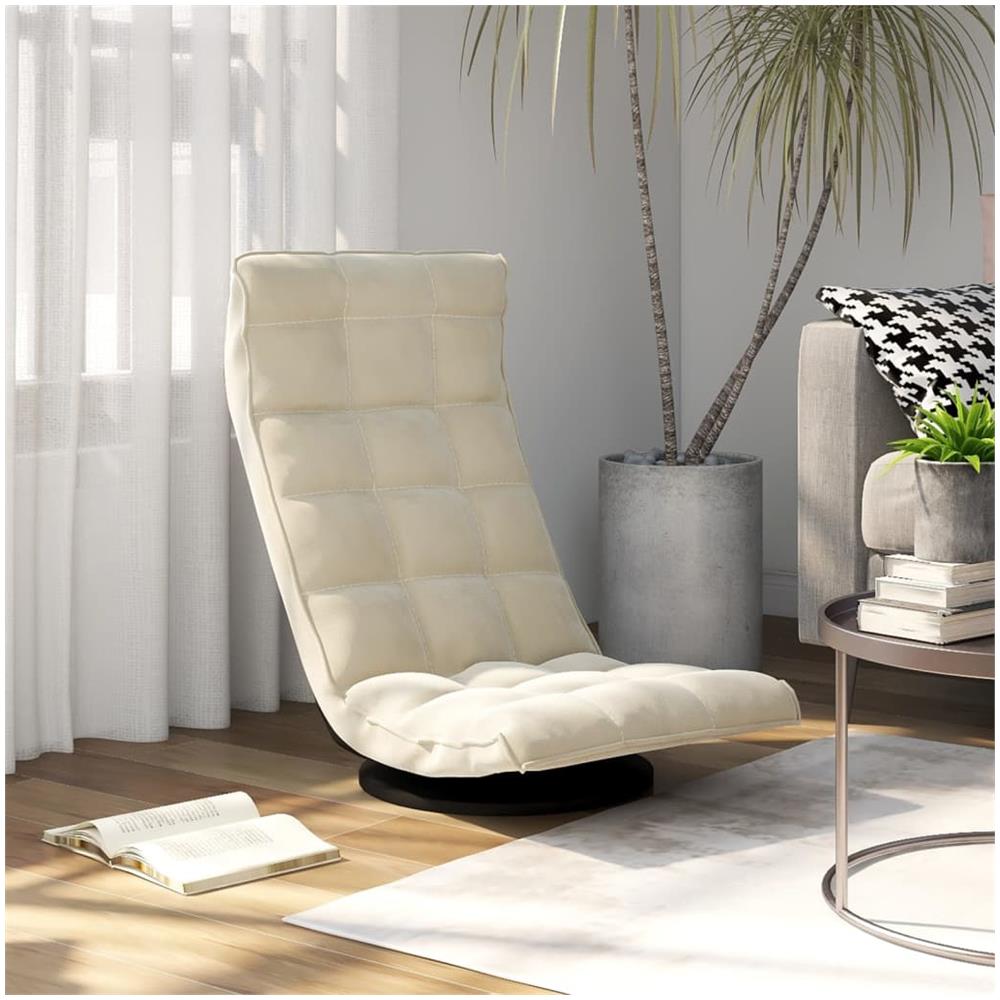 Sedia Da Pavimento Girevole Crema In Velluto - Foto 1