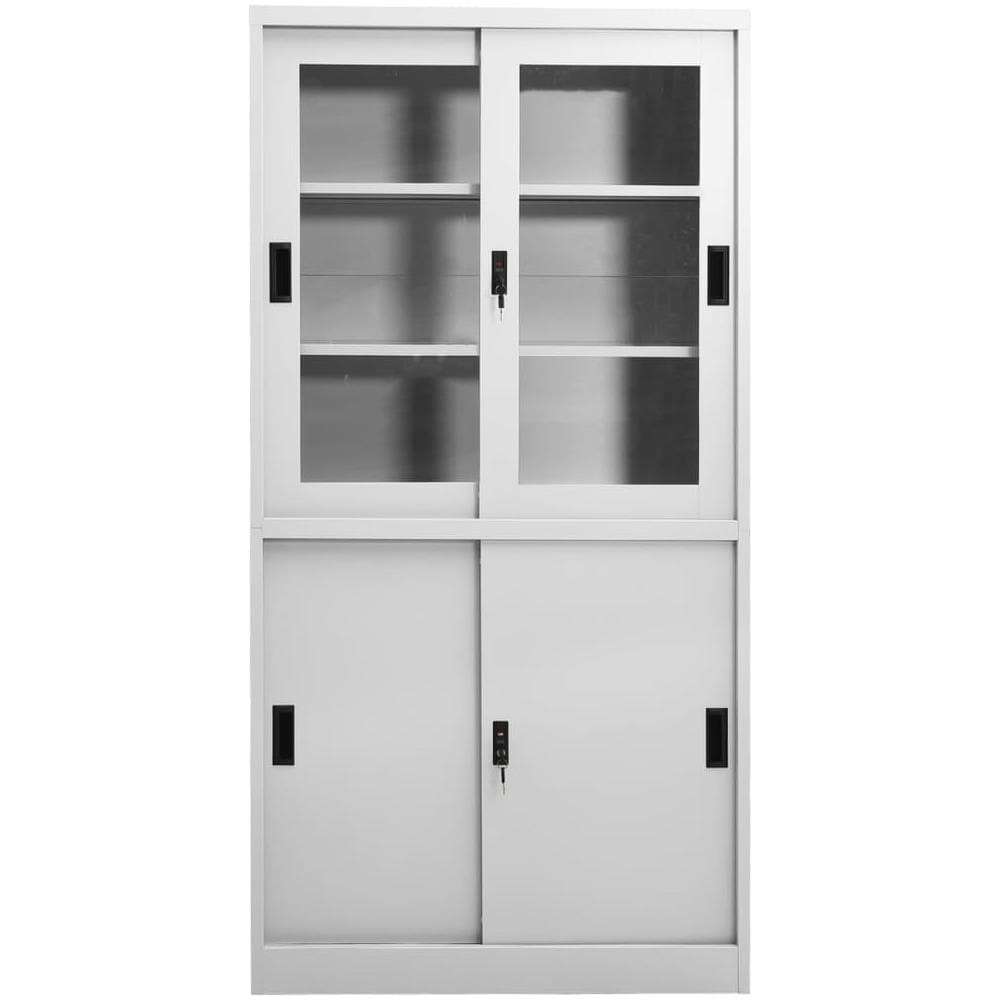 Armadio Con Anta Scorrevole Grigio Chiaro 90x40x180 Cm Acciaio - Foto 3