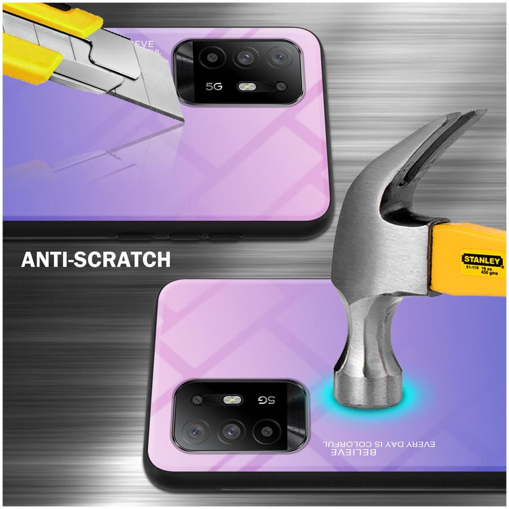 Custodia Compatibile Con Oppo A94 5g In Rosa - Blu - Coperchio Protettivo Bicolore In Vetro Temperato E Silicone Tpu - Foto 2