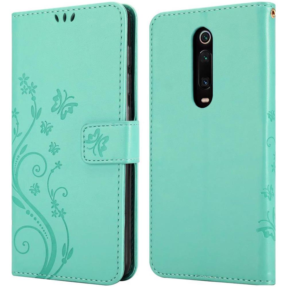 Custodia Compatibile Con Xiaomi Redmi K20 In Turchese Fiore - Coperchio Protettivo In Design Floreale Con Chiusura Magnetica, Funzione Stand E Slot Per Carte - Foto 8