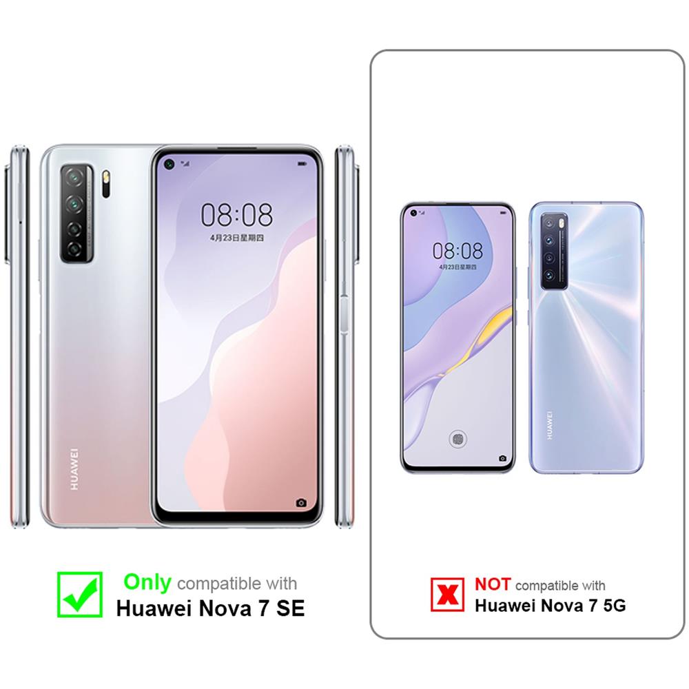 Custodia Compatibile Con Huawei Nova 7 Se In Nero Carbone - Coperchio Protettiva Con Chiusura Magnetica, Funzione Stand E Tasca Per Le Carte - Foto 2