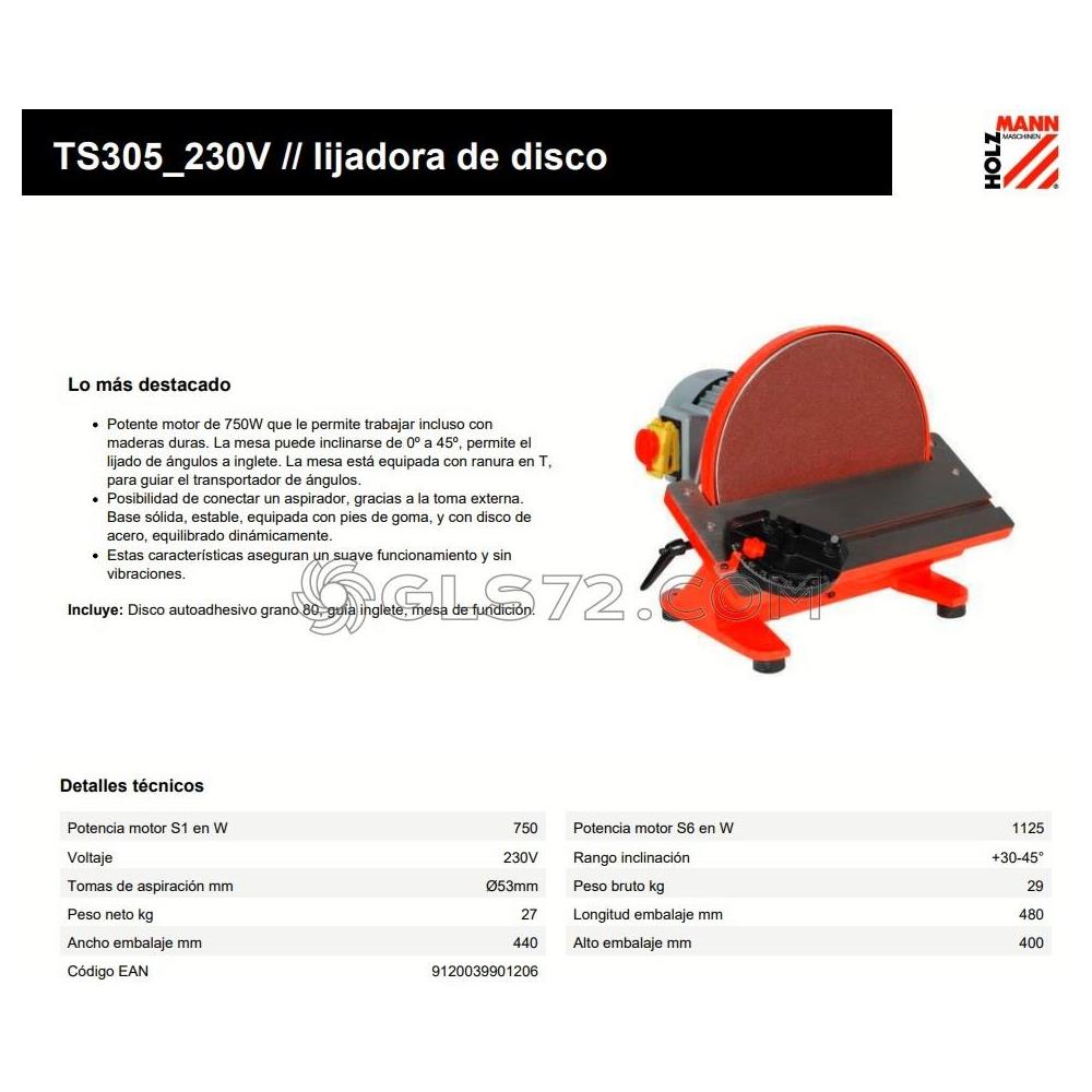 Levigatrice Smerigliatrice Lucidatrice A Disco Da Banco 305 Mm Holzmann Ts305 - Foto 2