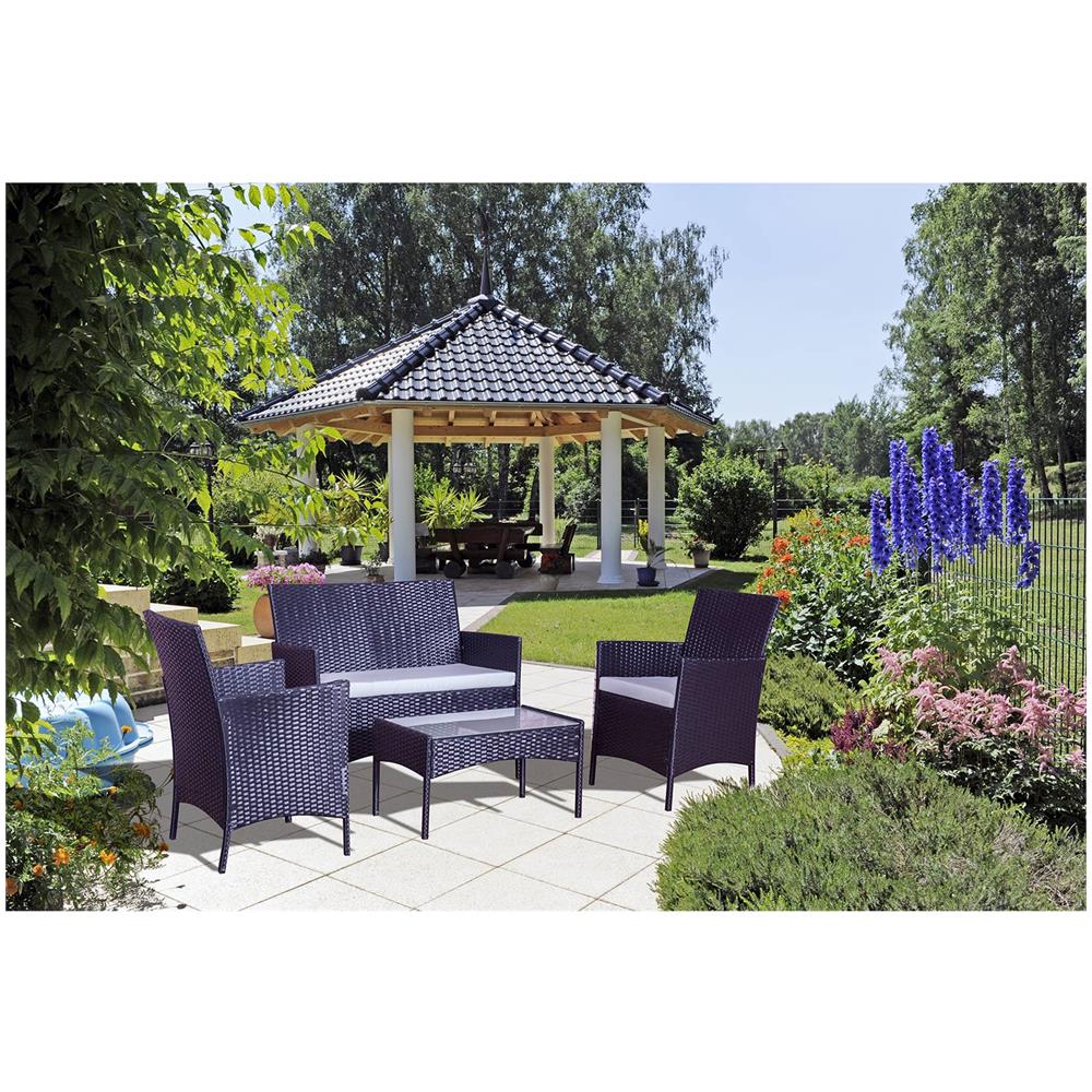 Salotto Da Giardino 4 Posti In Resina Intrecciata Nero/grigio Mykonos - Foto 2