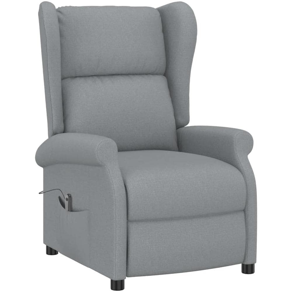 Poltrona Reclinabile Grigio Chiaro In Tessuto - Foto 2