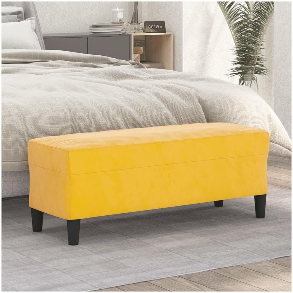 Panca Giallo 100x35x41 Cm In Velluto - Foto 1