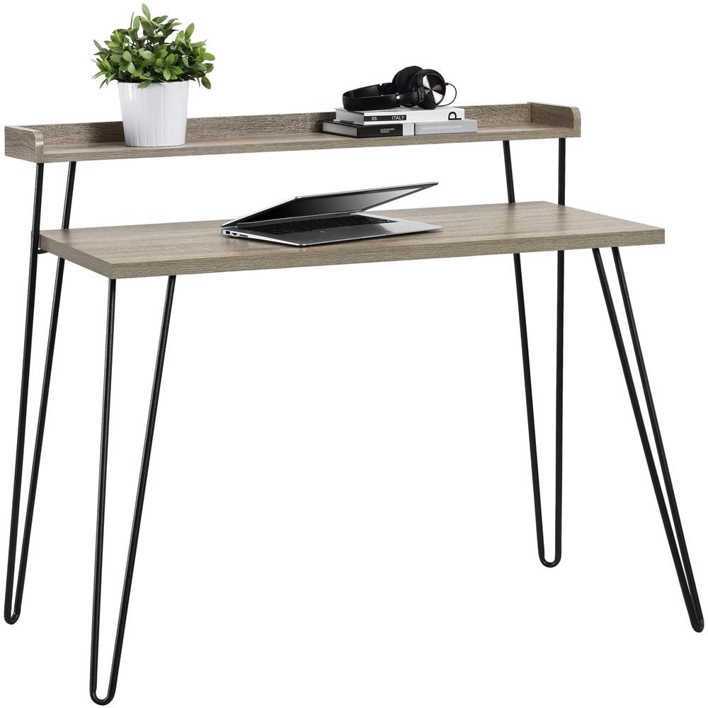Haven Scrivania Per Computer Con Alzata In Truciolare Laminato Rovere Grigio Anticato - Foto 1