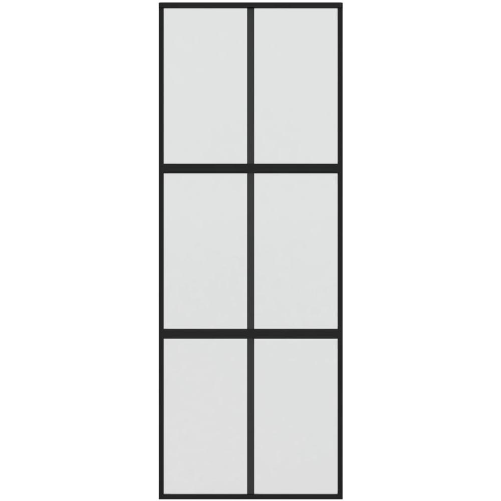 Porta Scorrevole Nera 76x205 Cm In Vetro Temperato E Alluminio - Foto 7