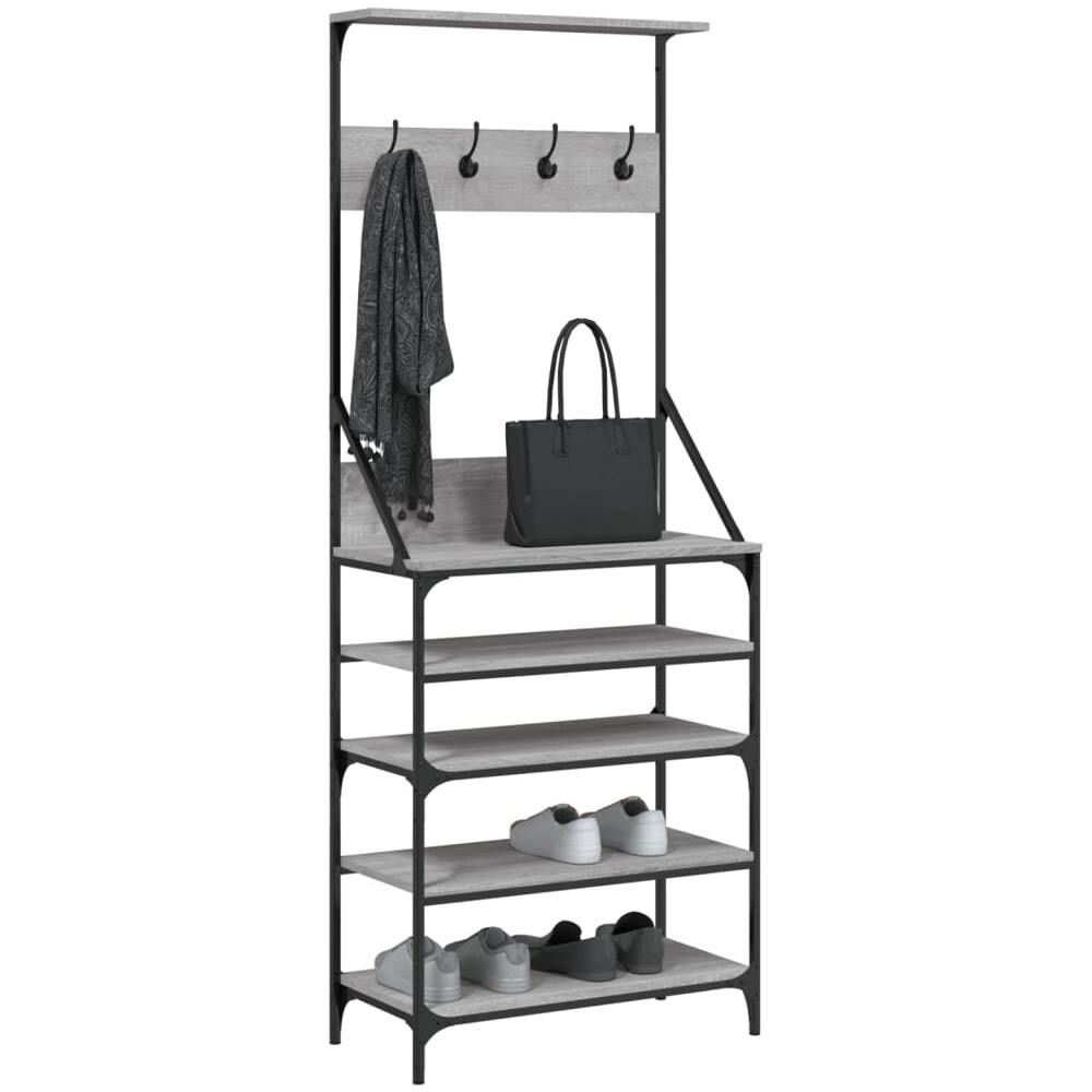 Appendiabiti Con Porta Scarpe Grigio Sonoma 70x34x184 Cm - Foto 3